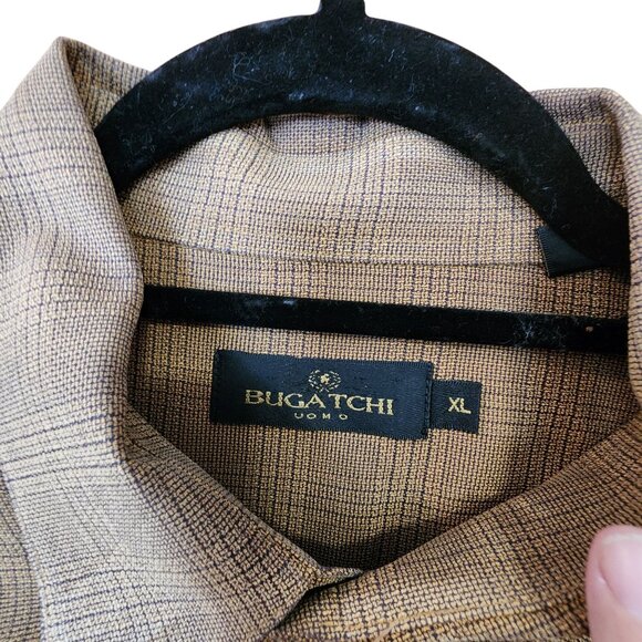 Bugatchi Uomo XL Brown Plaid Mens Dress Shirt - Picture 3 of 3
